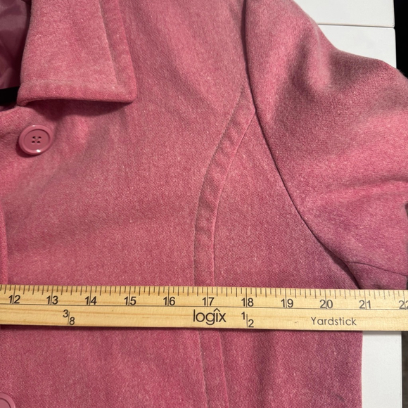 Size L Wool Blend Pink 3/4 length Women’s Button Front Jacket Pockets Merona - Picture 4 of 7